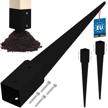 Základna sloupu zapuštěná do země ocel černá 70x70x750 mm sada 2 ks.