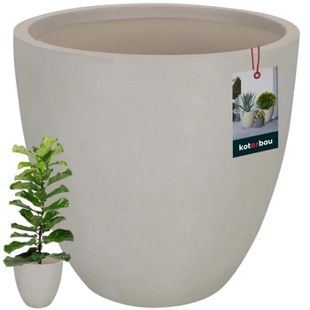 Keramický květináč s vlákny velký do obývacího pokoje béžový 36x31 cm