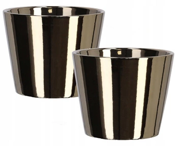 Keramický květináč ⌀11 cm zlatý - 2 ks. kotarbau