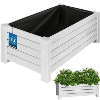 Dřevěný zahradní truhlík na květiny bílý 60x33 cm