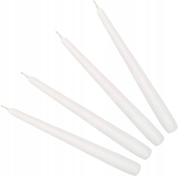 Sada 4 kuželových stolních svíček bílá