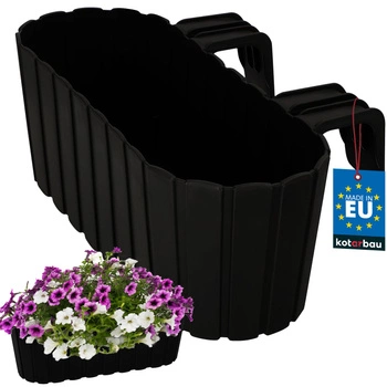 Květináč balkónový oválný antracit na zábradlí 400 MM