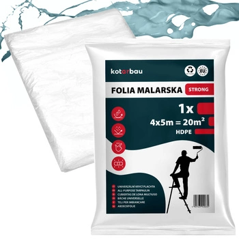 Malířská fólie ochranná stavební tenká silná průhledná 4x5 m