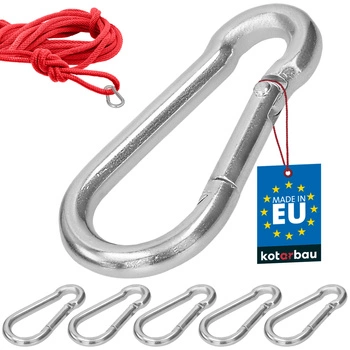 Hasičský karabina pro houpačky lana sítě kovová 60 mm sada 5 ks.