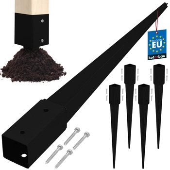 Základna sloupu zapuštěná do země ocel černá 60x60x750 mm sada 4 ks.