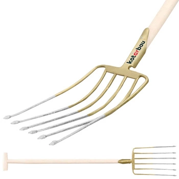 Zemědělské rycí vidle se 6 hroty a hřídelí kotarbau zlato