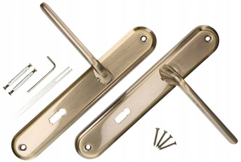 Dveřní klika s klíčem 90mm dlouhá hřídel patina