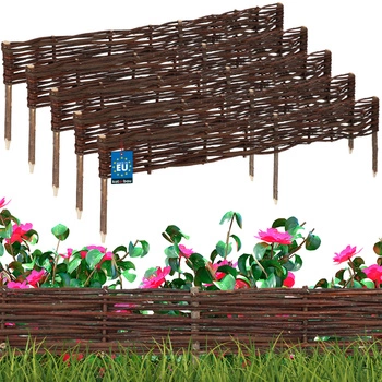 Proutěný zahradní plot poháněný palisáda lemování 120x10 cm sada 5 ks.