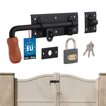 Garážová závora 280 mm černá pro branku s visacím zámkem na levé straně dveří