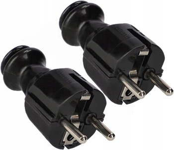 Odnímatelná síťová zástrčka se zemněním - 2 ks - Barva černá