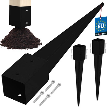 Základna sloupu zapuštěná do země ocel černá 90x90x750 mm sada 2 ks.