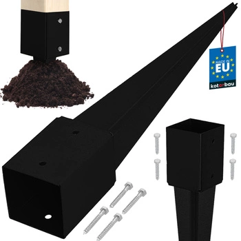 Základna sloupu zapuštěná do země ocel černá 100x100x750 mm