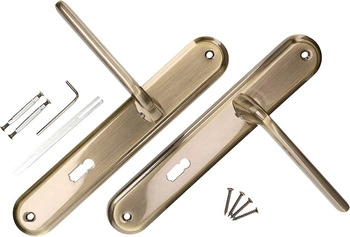 Dveřní klika 72mm dlouhý štít na klíč sada - Barva patina