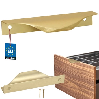 Hranatá nábytková úchytka moderní hliník zlatý mat 96 mm