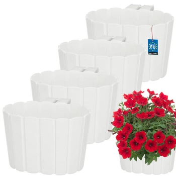 Květináč balkónový bílý na zábradlí 150 MM Sada 4 ks..