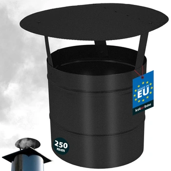 Stříška kouřová na komínové potrubí pozinkovaná černá 250 mm