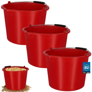 Vědro stavební hospodářské s výlevkou 12 l červené sada 3 ks