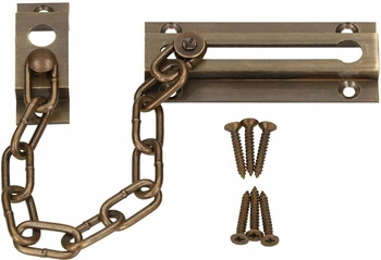 Šroub řetízkového zámku s patinou na dveřní zarážce