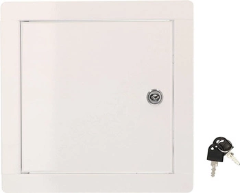 Ocelová revizní dvířka s bílými klíči 20x20 cm