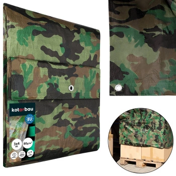 Plachta ochranná pevná silná univerzální moro 80 g/m2 3x4 m