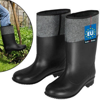 Gumové boty plstěné izolované protiskluzové černé 43