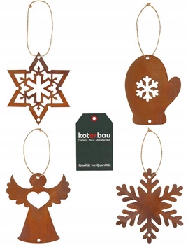 Vánoční stromek ozdoby přívěsky kovové ozdoby rez 4x