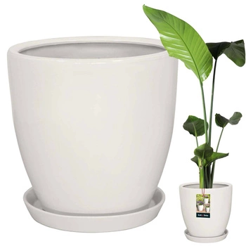 Keramické glazované bílé květináče 31 cm