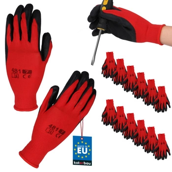 Pracovní rukavice dragon protiskluzové latex velikost 7 sada 12 ks.