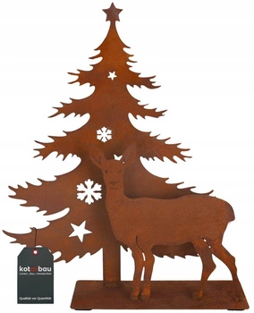 Figurka jelena na vánoční stromek kovová ozdoba rezavá