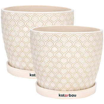 Keramická nádoba s podstavcem ⌀17 cm krémová - 2 ks. kotarbau