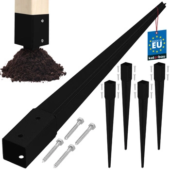 Základna sloupu zapuštěná do země ocel černá 45x45x600 mm sada 4 ks.