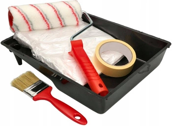 Malířský set štětec folie váleček miska páska - 5 kusů