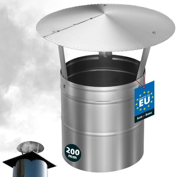Stříška kouřová na komínové potrubí pozinkovaná stříbrná 200 mm