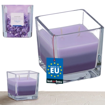 Skleněná vonná svíčka tricolour 32 h - levandule kotarbau