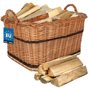 Koš proutěný na dřevo ke krbu s rukojetí