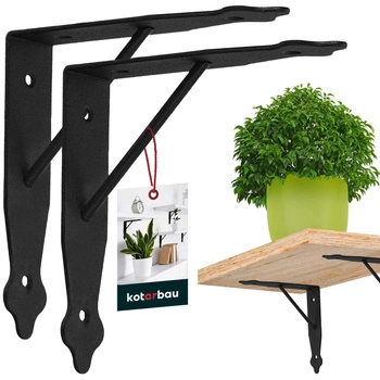 Podpěra police s výztuhou černá 15x15 cm sada 2 ks.