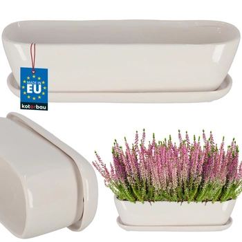 Květináč keramický podlouhlý bílý s podmiskou 28 cm