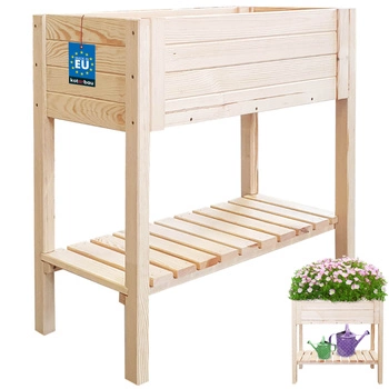 Zeleninový záhon na nožičkách s policí dřevěný