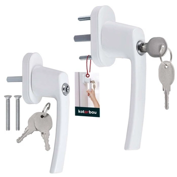 Okenní klika s klíčem hliníková bílá sada 2 ks.