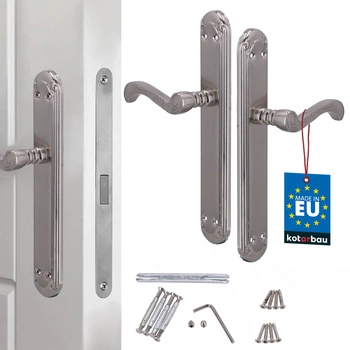 Klika dveří s retro dekorem dlouhý dřík saténová bez piercingu