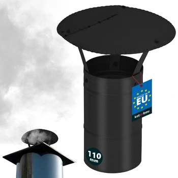 Stříška kouřová na komínové potrubí pozinkovaná černá 110 mm