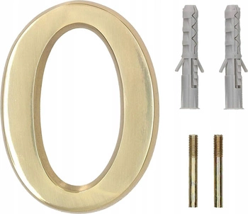 Číslo domu "0" na dveře 3d 10 cm mosazné