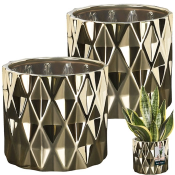 Sada 2 keramických krytů na koblihy válec zlatý ⌀12 cm