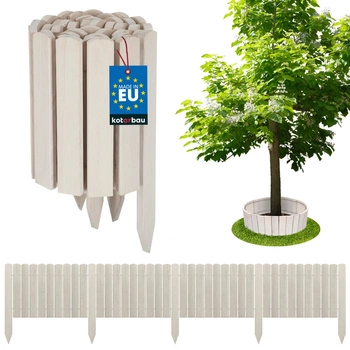 Zahradní plot palisádový dřevěný obrubník hnaný bílá 200x20 cm