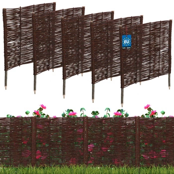 Proutěný zahradní plot poháněný palisáda lemování 60x60 cm sada 5 ks.