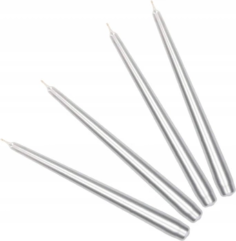 Kuželová stříbrná svíčka classic sada 4 ks.