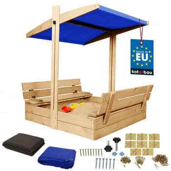 Dřevěné pískoviště se stříškou lavičkami uzamykatelné velké přírodní 100 cm