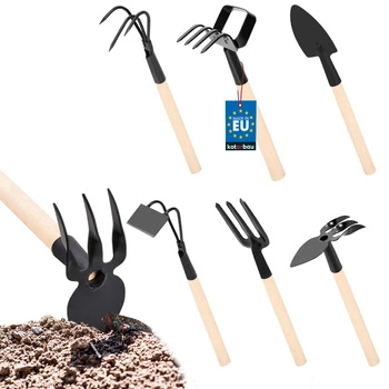 Sada mini zahradnického nářadí 6ks vidle s motykou