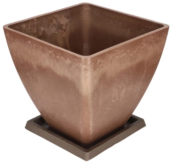 Zahradní květináč ochranný kompozitní květináč s podstavcem 28 cm hnědý kotarbau