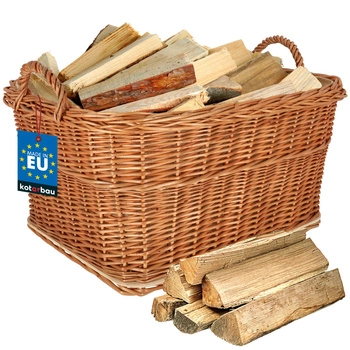 Koš proutěný na dřevo ke krbu s rukojetí